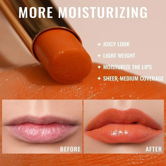 Oulac Orange Moisture Shine Hydrating Lipstick Tinted Lip Balm Love Hate (08) - Picture 4 of 6